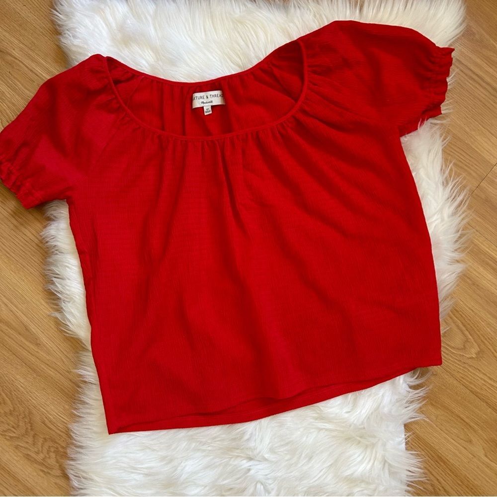Madewell Red Top Texture and Thread Size XS